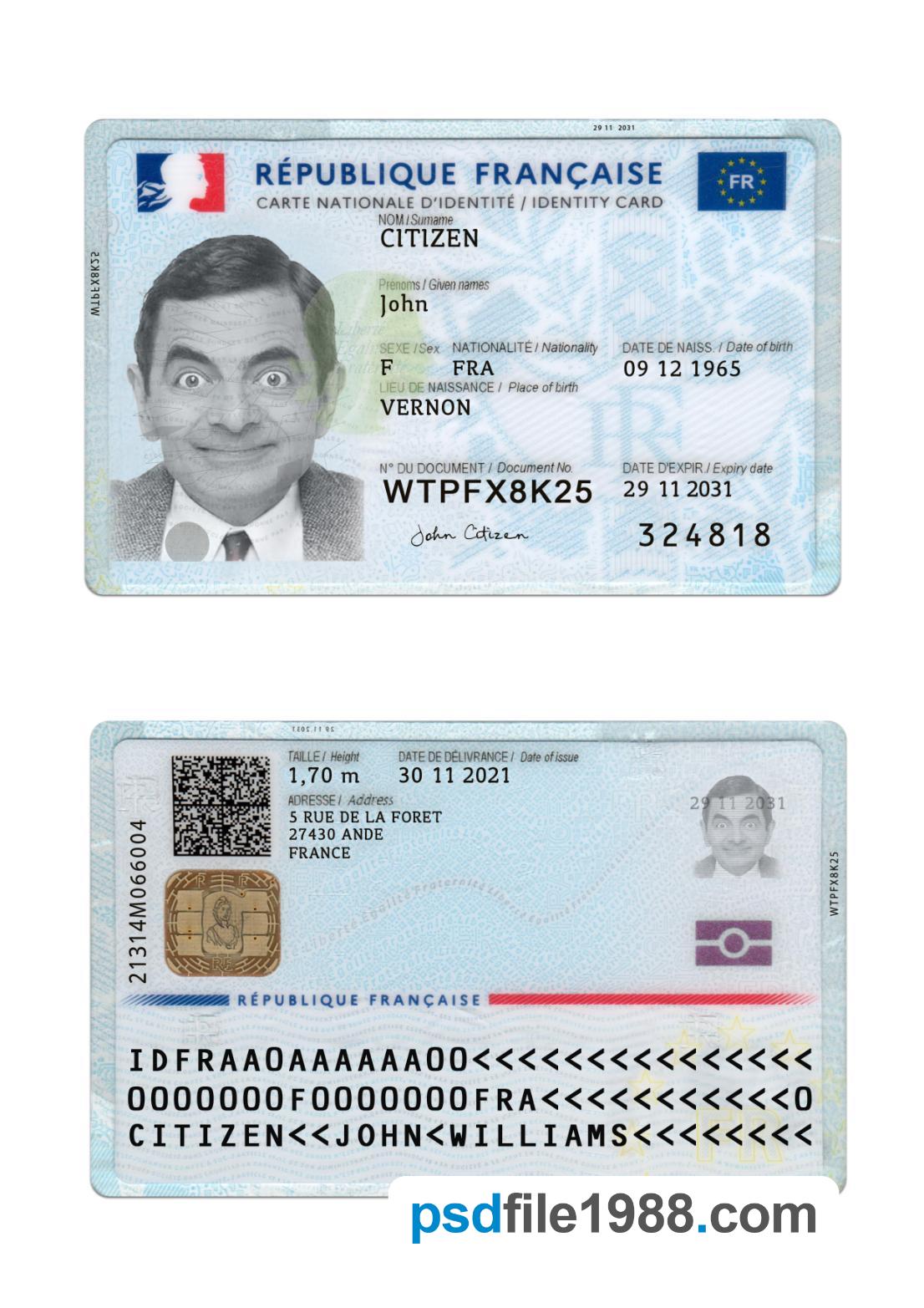 France ID Card 2021-Present Version 2